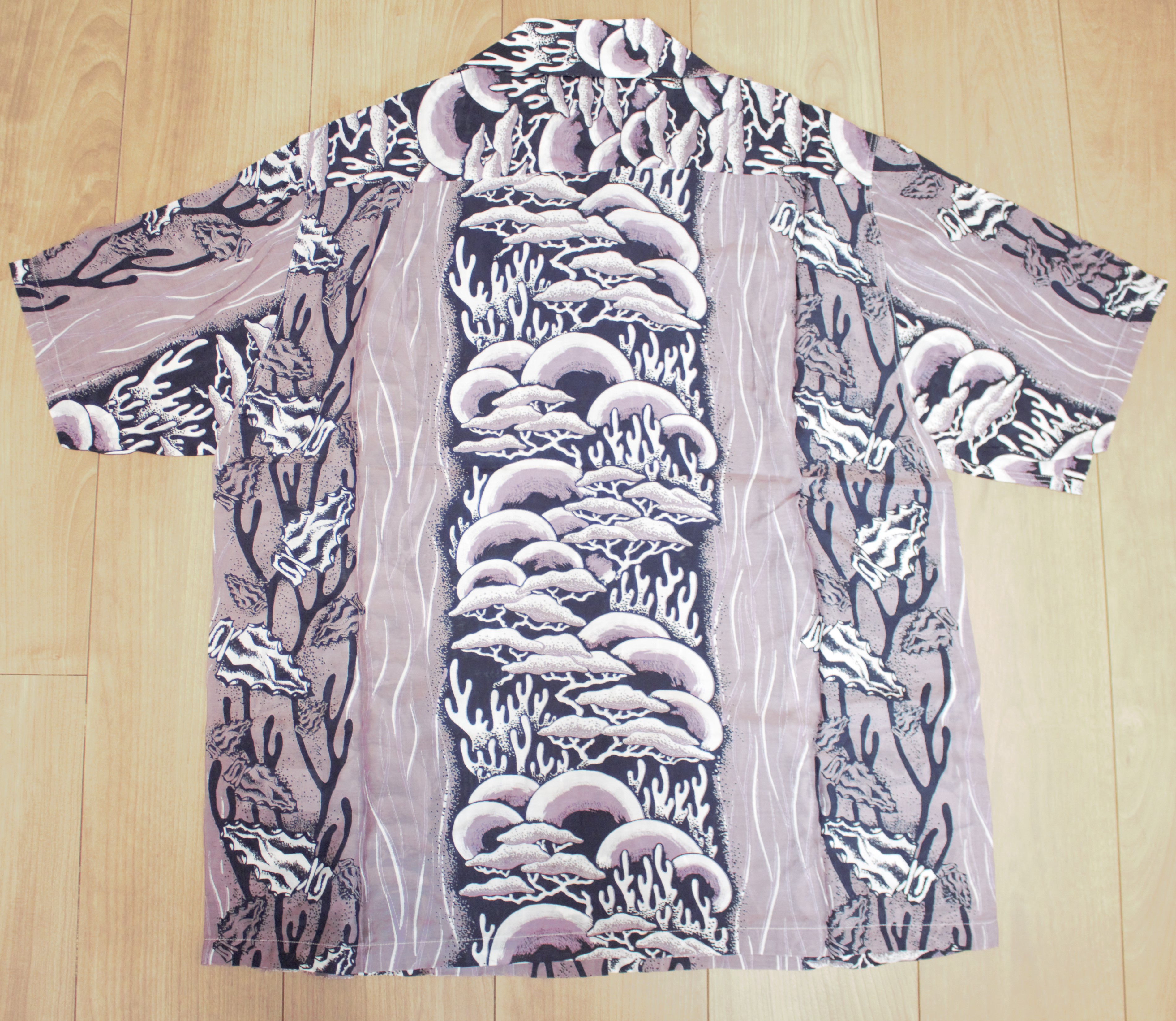 Silk Rayon Souffle & Arrowhead pt Rangle Collar Aloha Shirt K2304SS133