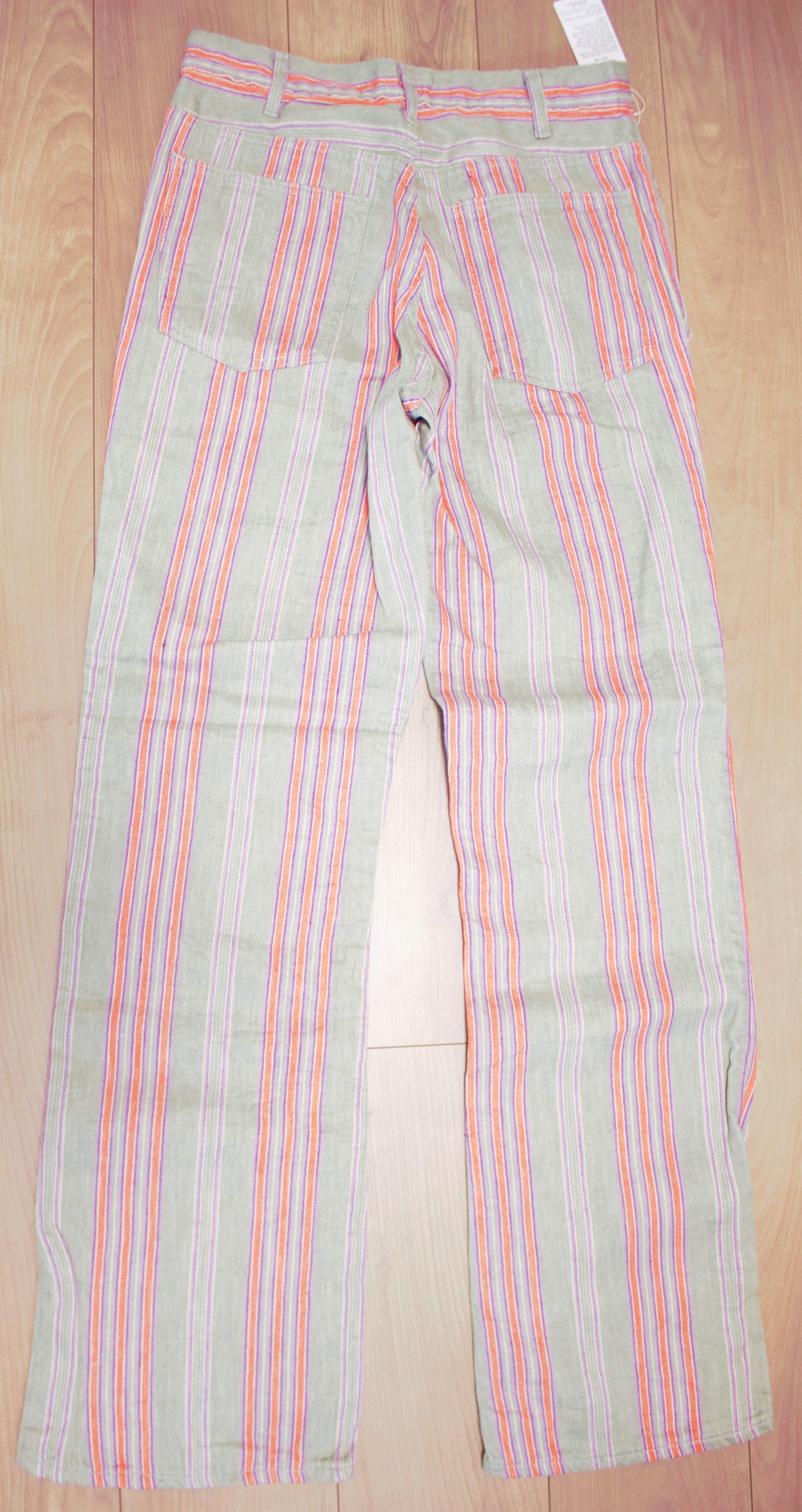 Linen Caribbean Shadow Stripe Boot Cut Pants K1905LP185